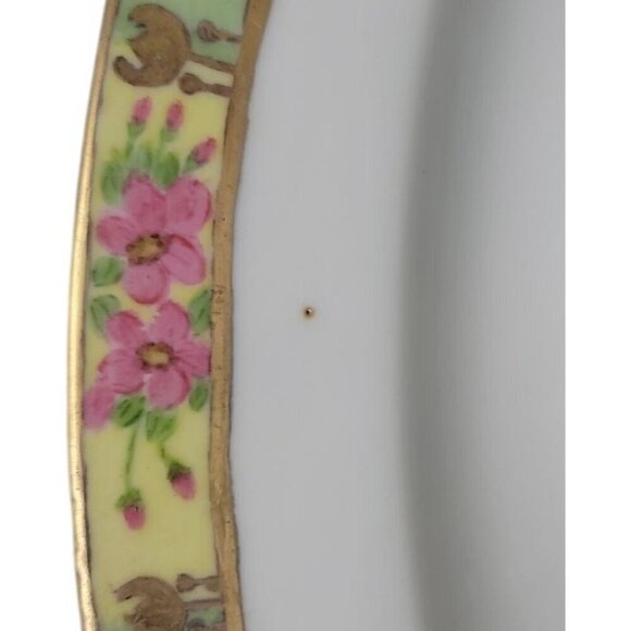 ZS Co Bavaria Large Oval Platter Gold Trim Hand Painted Green Pink Yellow Floral - Picture 14 of 14